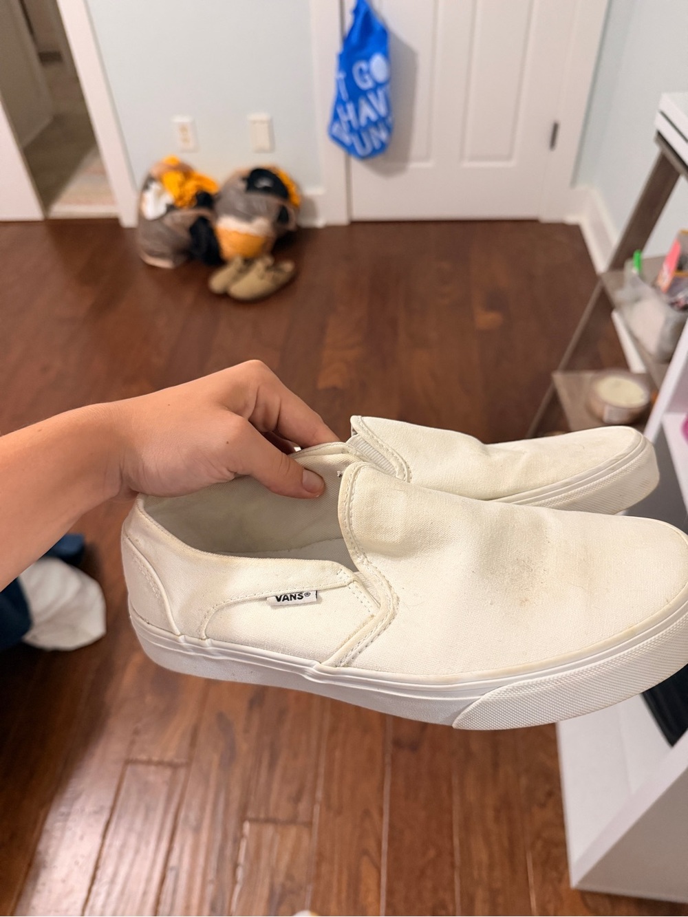 Vans White Canvas Slip-On Sneakers for Women